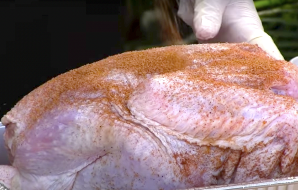 photo of smoked turkey with BBQ rub