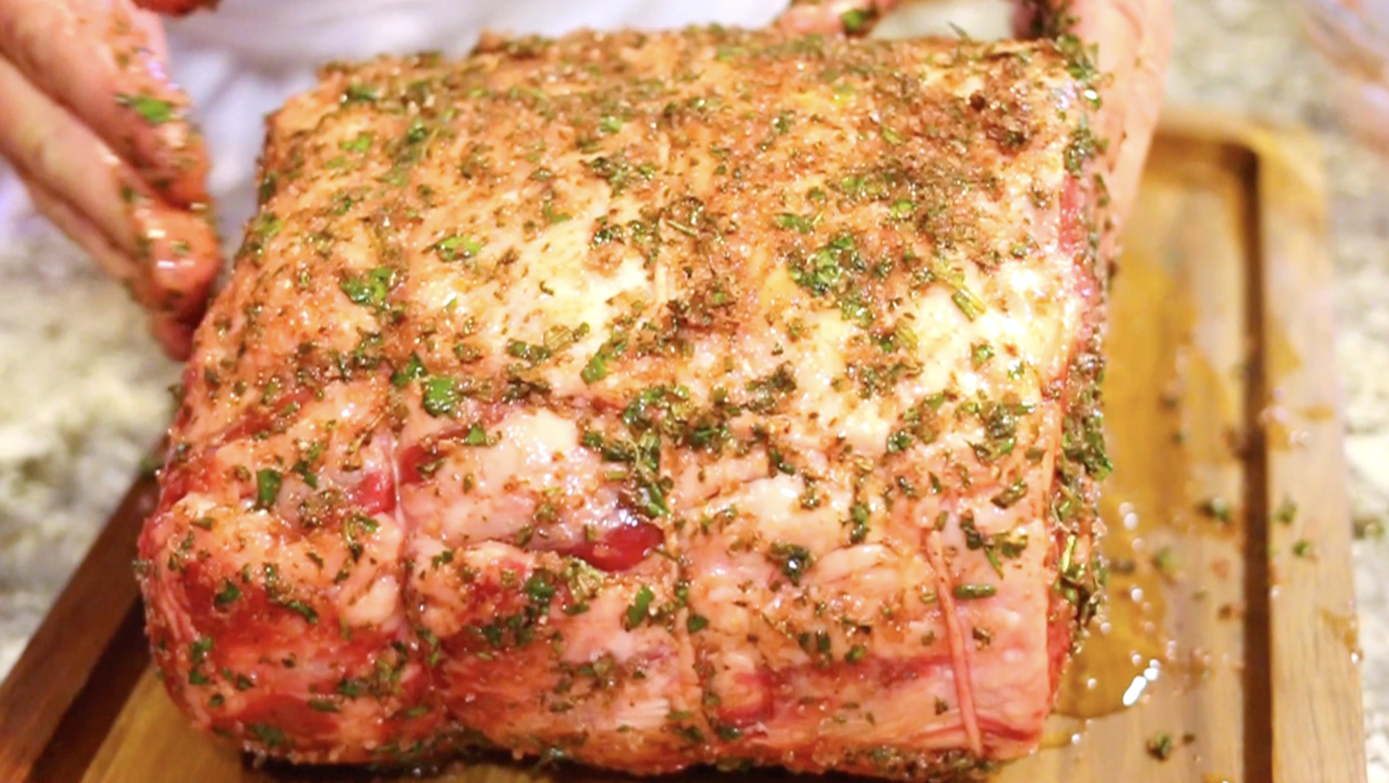 Photo of the Perfect Prime Rib Recipe made with fresh herbs.