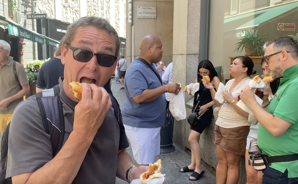 Photo of Jason eating an Authentic Panzerotti in Milan, Italy