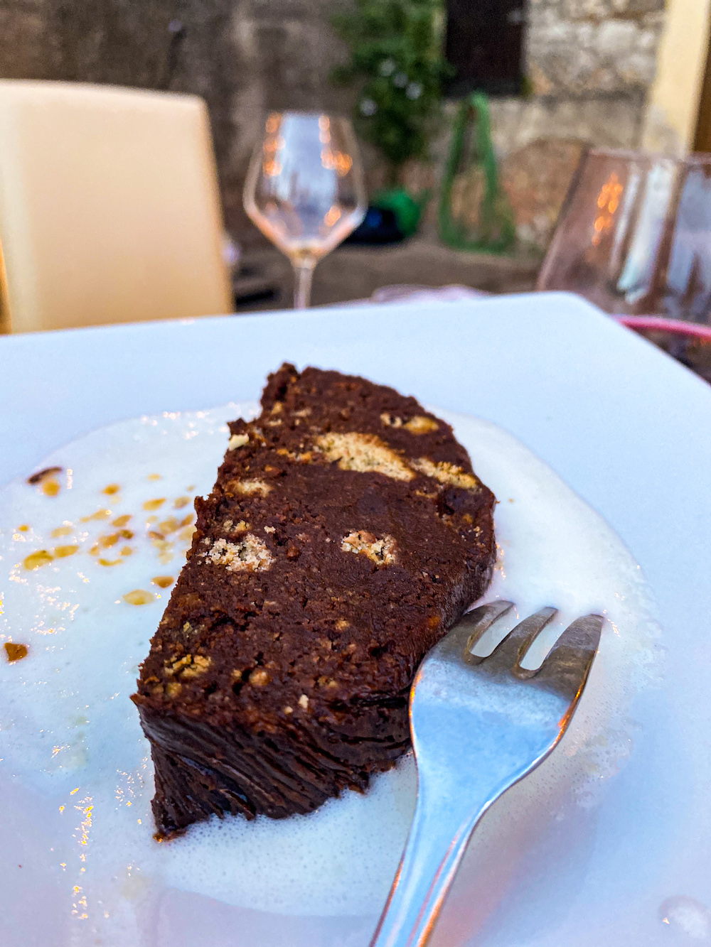 Chocolate cake at Osteria Relazioni Culinarie in Umbria