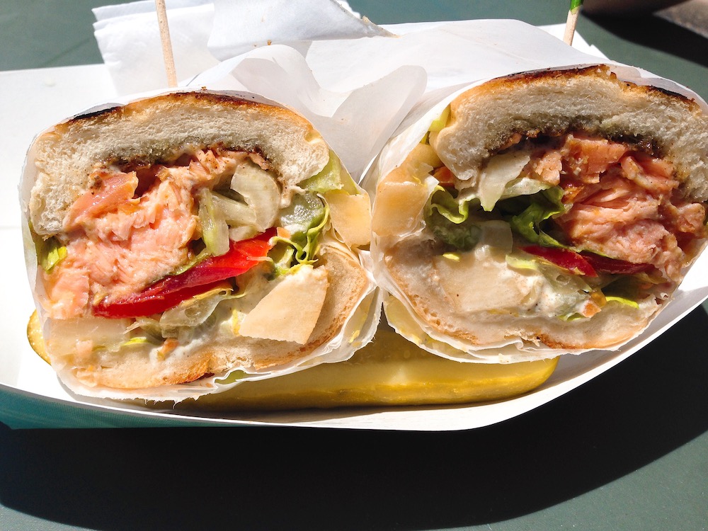 The smoked salmon sandwich from Ruddell's Smokehouse in Cayucos.