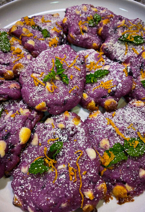 Photo of blueberry cookies with mint and orange zest