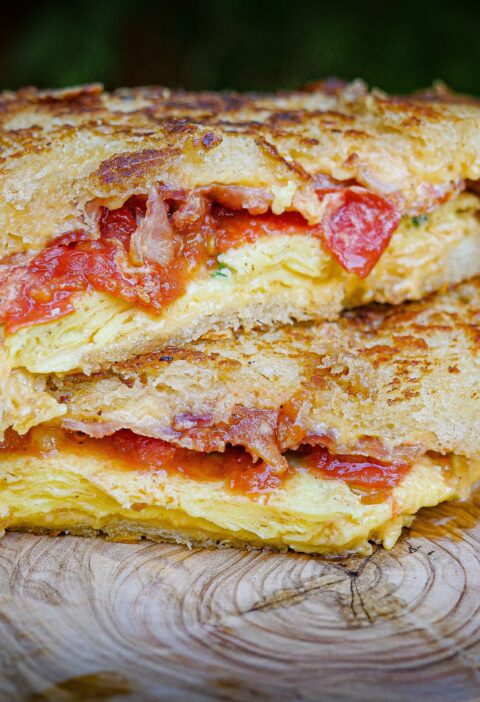 Grilled Cheese Egg and Tomato Sandwich