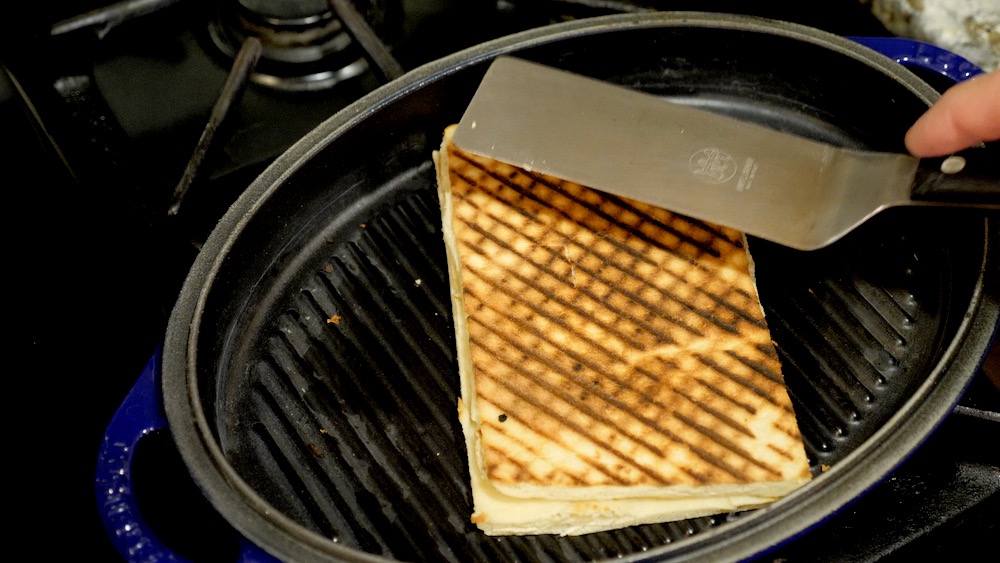 Grilling the TikTok Tunacado Sandwich on the Le Creuset griddle